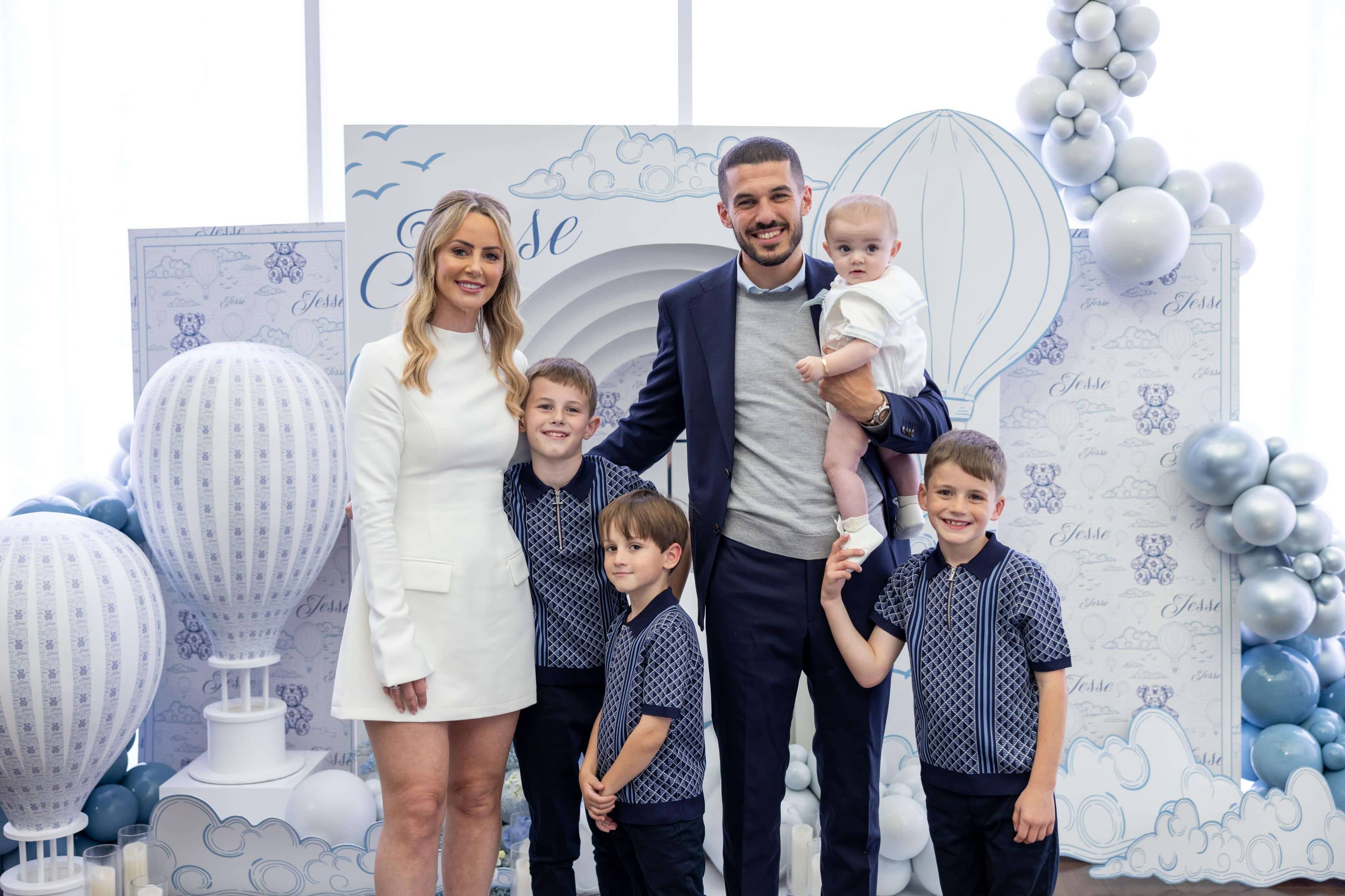 Elegant christening celebration with hot air balloon theme and blue decor