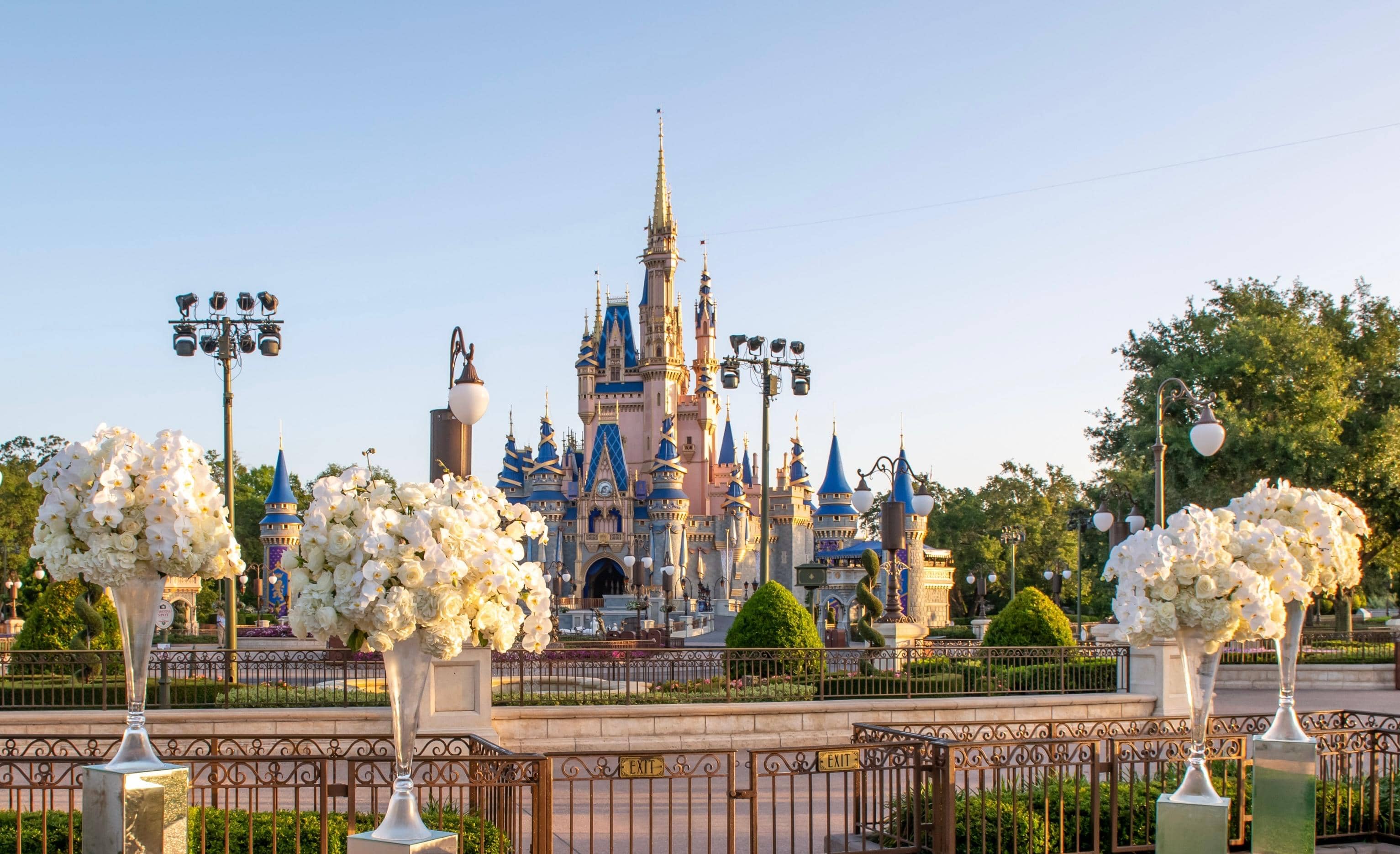 Stunning Disney wedding, Magic Kingdom wedding, East plaza garden wedding, Orchid, Floral Wedding