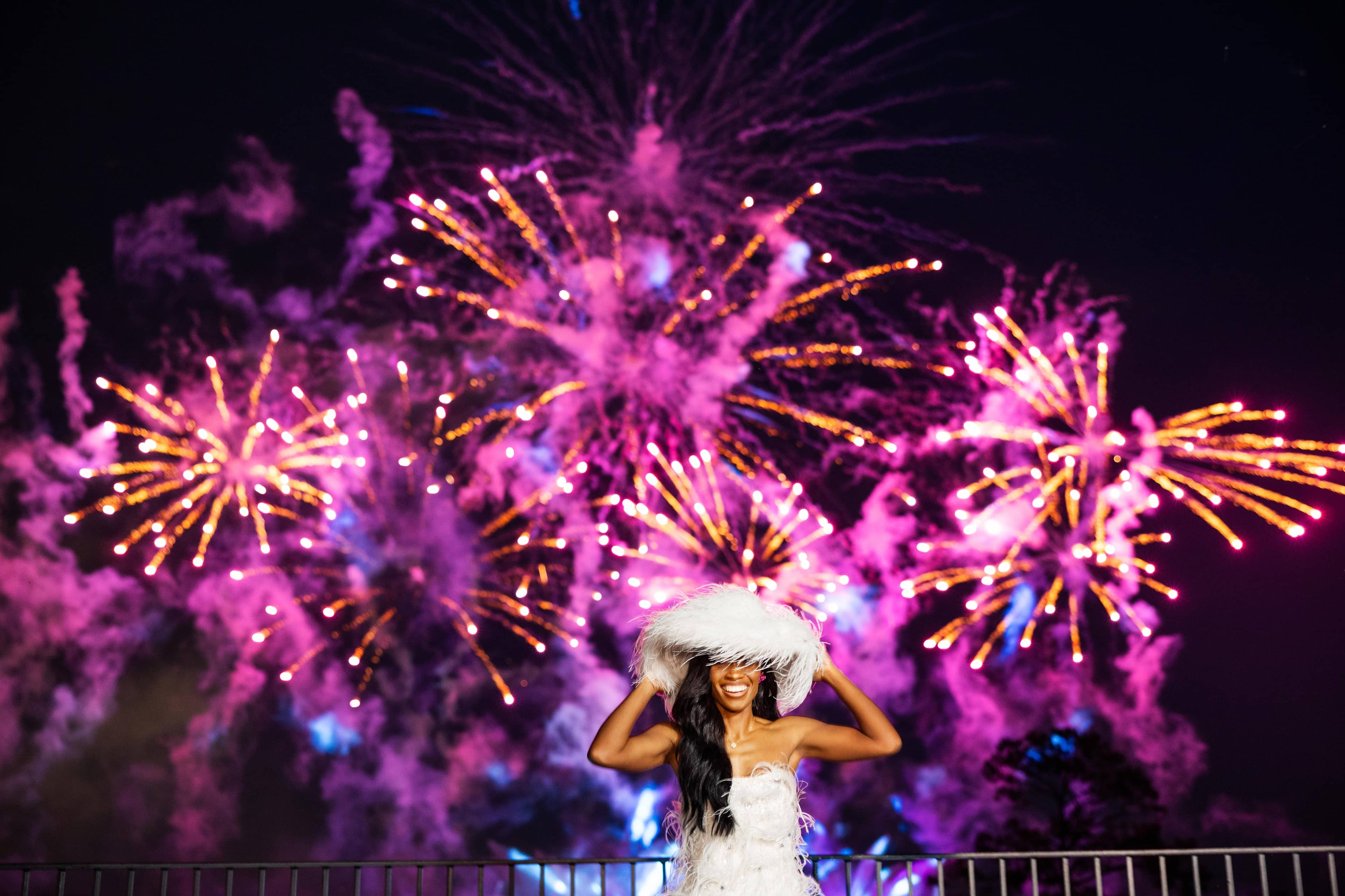 Spectacular fireworks display at luxury event celebration